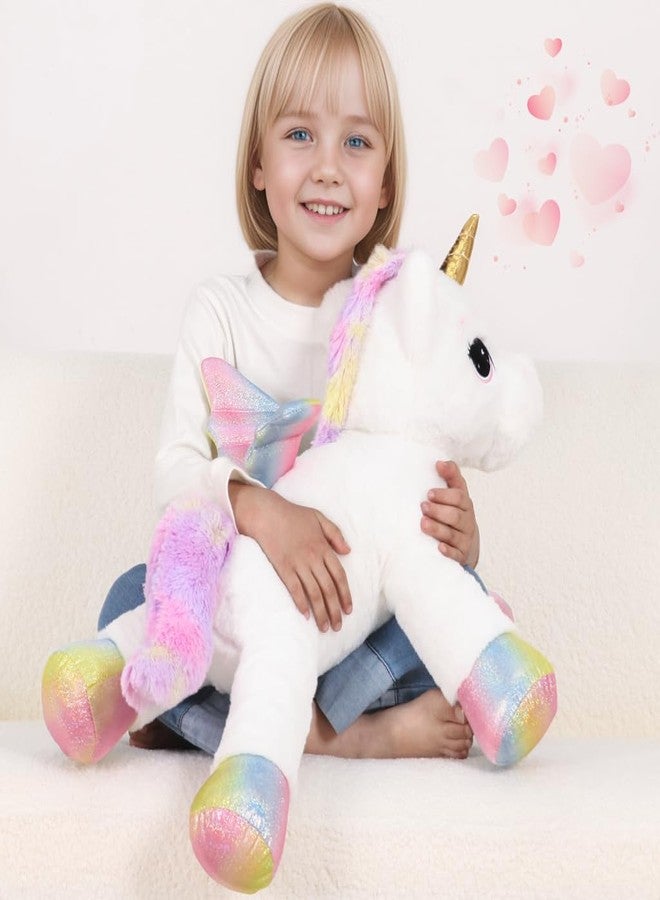 FFxiong 24 Inch Big Unicorn Stuffed Animal Plush Toy Pillow, Cute Soft Giant Unicorn with Rainbow Wings Large Doll, Gift for Children Girls Boys Kids Valentine Birthday Christmas - Image 4